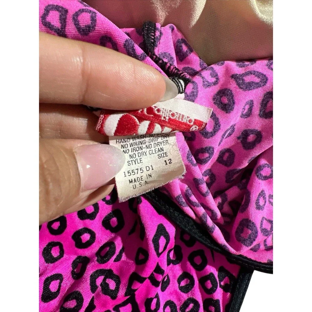 Cole of California Pink Cheetah Print Bathingsuit HTF Sz 12
